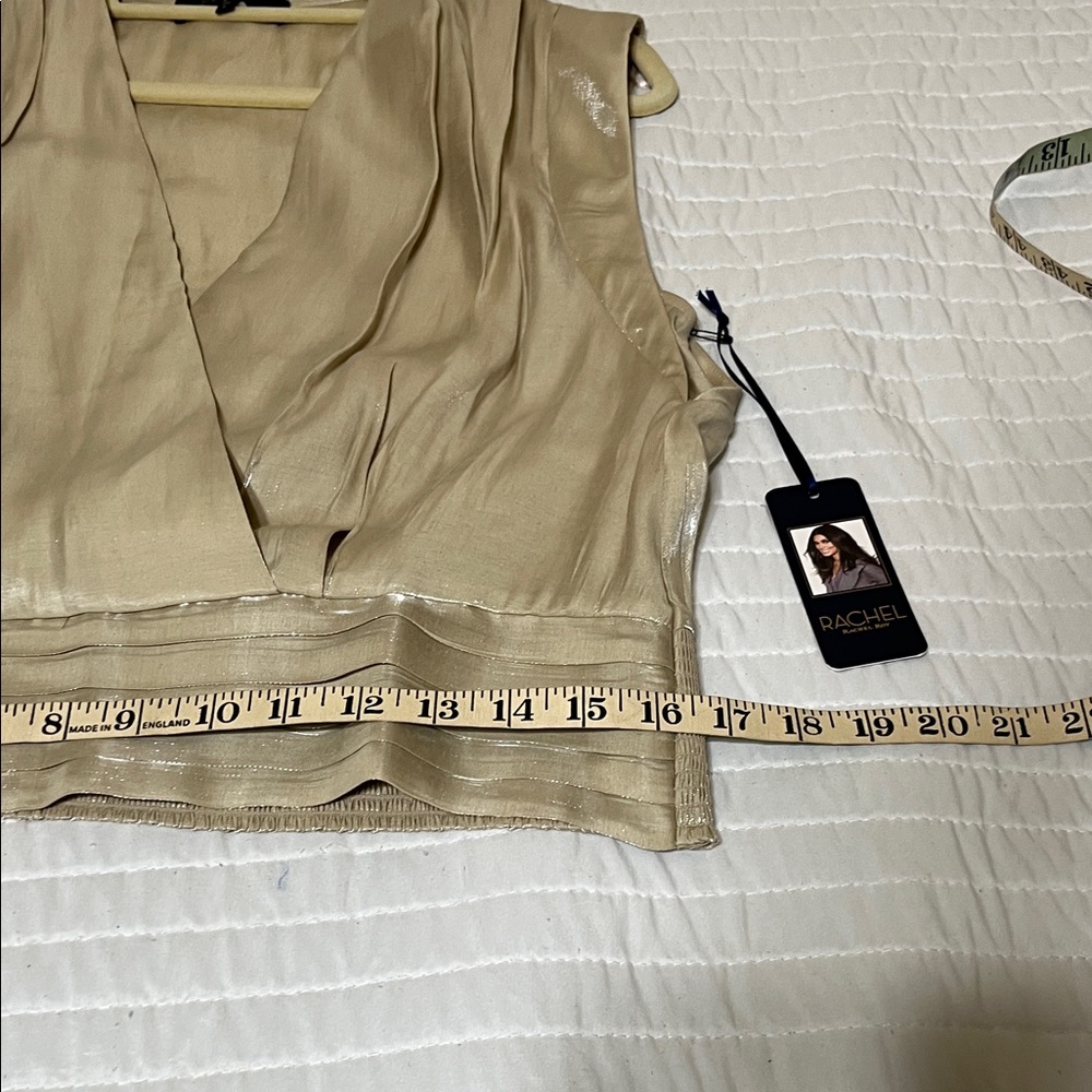 RACHEL Rachel Roy Metallic Cream Sleeveless Blouse - Picture 7 of 9